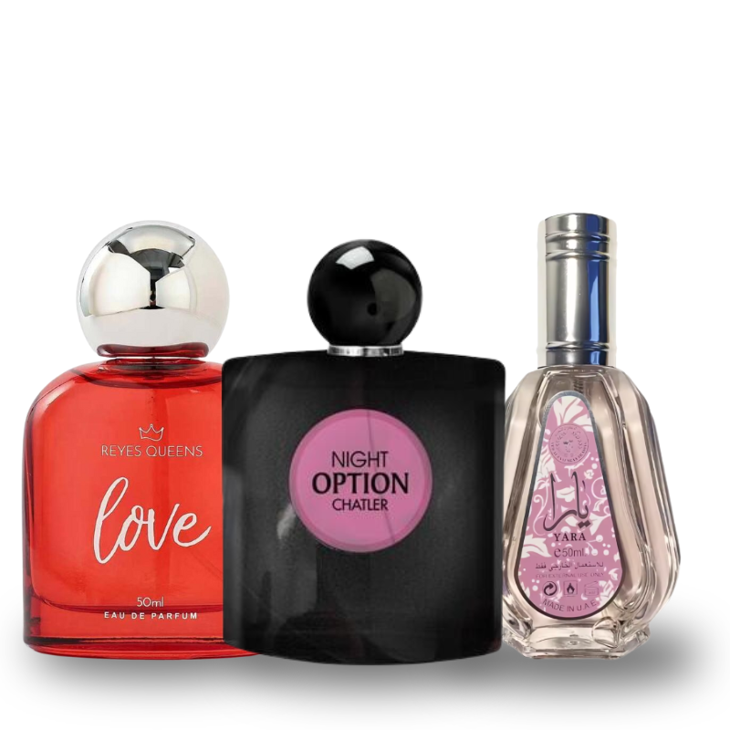 Combo de 3 Perfumes LOVE, NIGHT OPTION, YARA