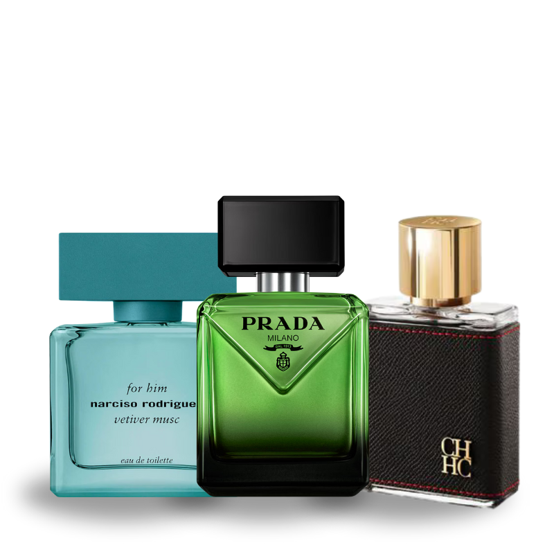 Zestaw 3 perfum: Narciso Rodriguez Vetiver Musc, Prada Paradigme e Carolina Herrera CH 100ml